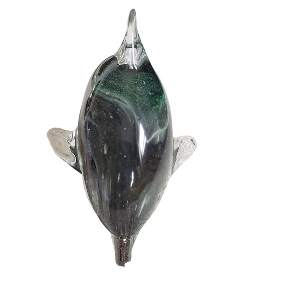 Vintage Blarney Glass Collectables Blown Hand Green Swirl Dolphin‎ Figurine - Picture 5 of 9